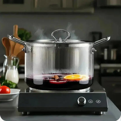Large Capacity Glass Pot with Lid,1 Count Stainless Steel Handle Cookware,Clear Glass Pasta Pot, Glass Simmer Pot, Ramen Pot, Stew Pot, Soup Pot, Cooking Pot for Home Kitchen, Kitchen Pots, Transparent